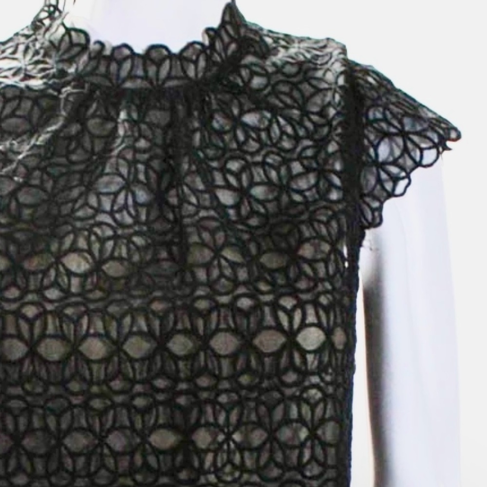 Milly of NY Vintage Silk Lace Mini Shift Dress in Black Size 2 - Picture 4 of 14